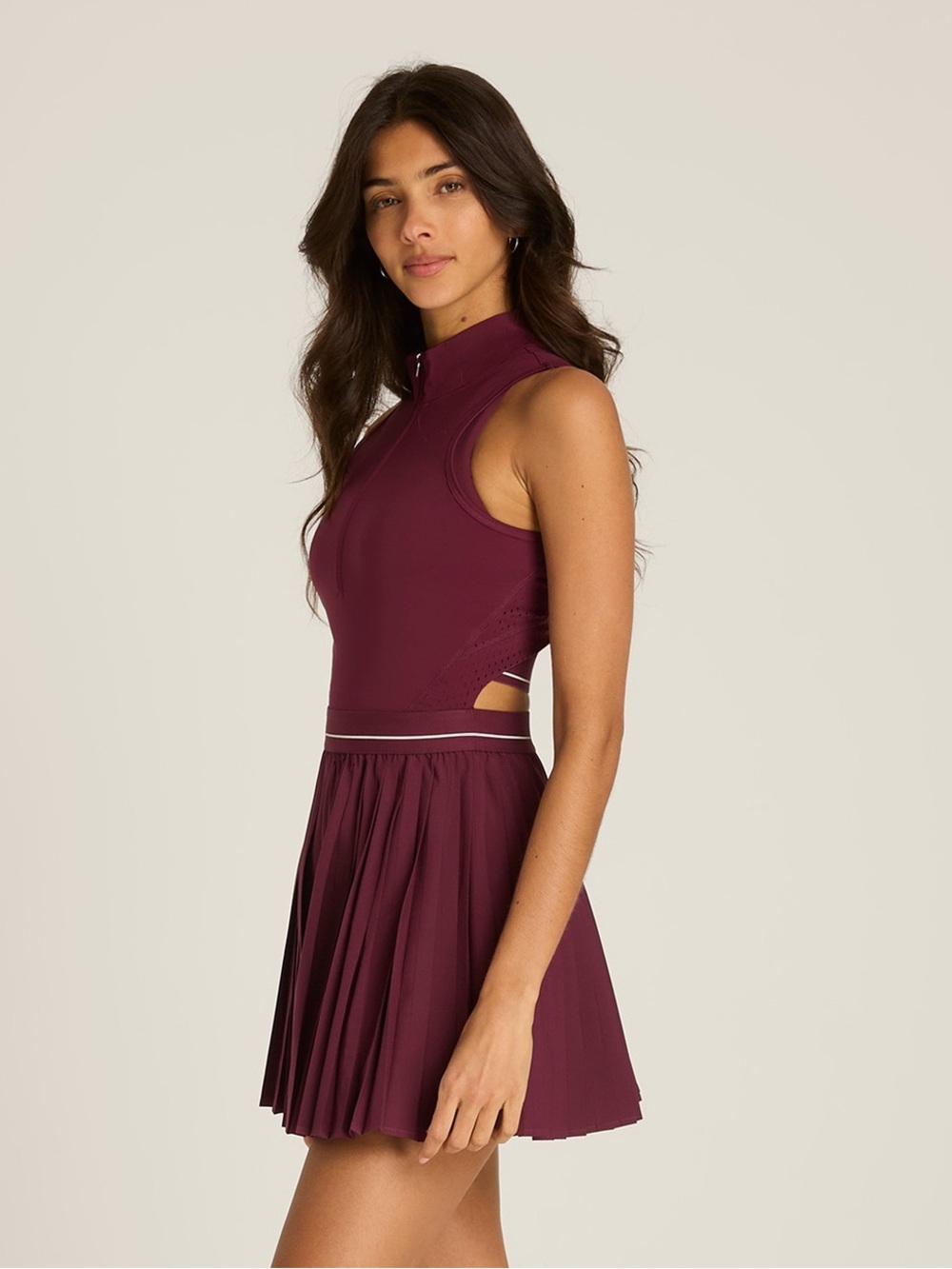 Wilson Winning Tennis Dress Port Royale Burgundy size Small Pleated Unlined - Picture 8 of 14